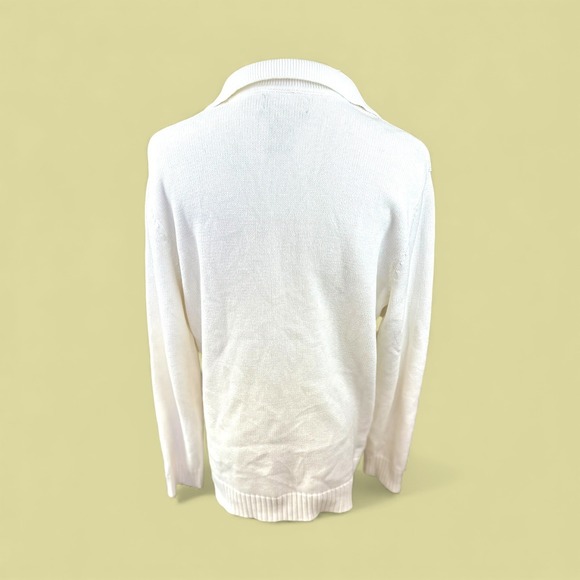 Lauren Ralph Lauren VTGE White Crest Logo Lace Up Collar Knit Sweater SZ Medium - Picture 3 of 11